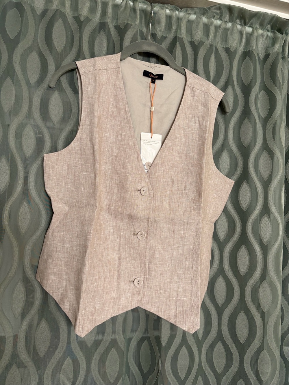 Quince Linen-Blend Sleeveless Button Front Vest - Flax